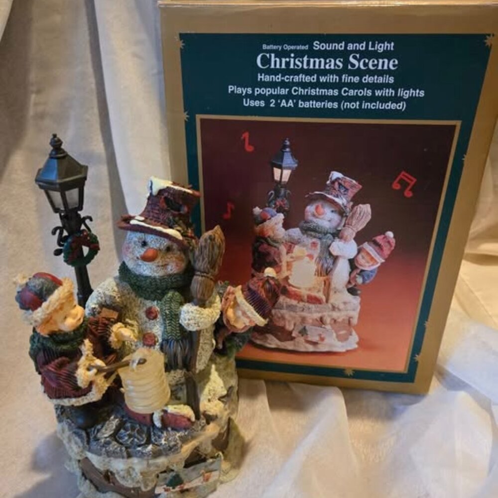 VTG Eluceo In Motion Christmas Scene Snowman/ Children SOUND WORKS/ NO LIGHTS